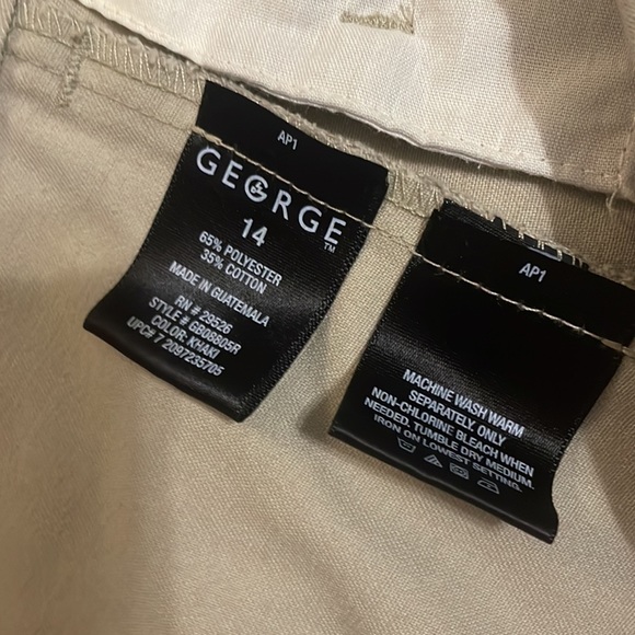 George khaki pants boys size 14 polyester cotton blend tan beige school uniform - Picture 11 of 11